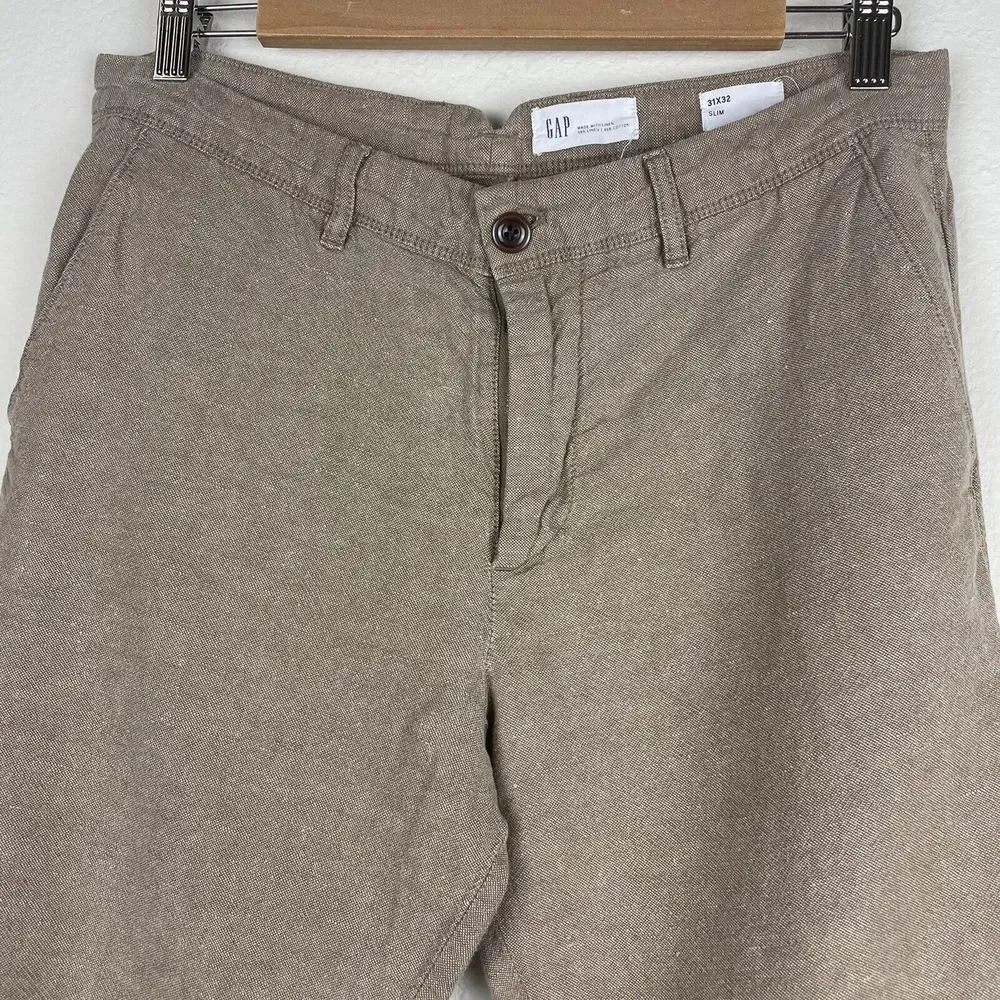 Woman’s GAP Linen Blend Brown Slim Pants Size‎ 31x32​​​​